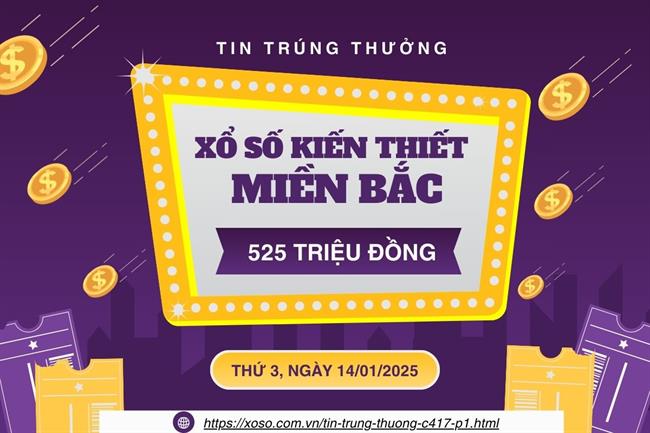 Hà Nội có khách hàng trúng hơn 525 triệu đồng Xổ Số Miền Bắc 14/1